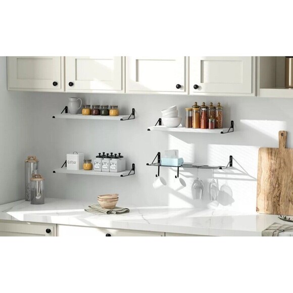 Veluckin Floating Shelf,Wall Mounted Rustic Wood Shelves for Bathroom BNIB - Picture 4 of 11